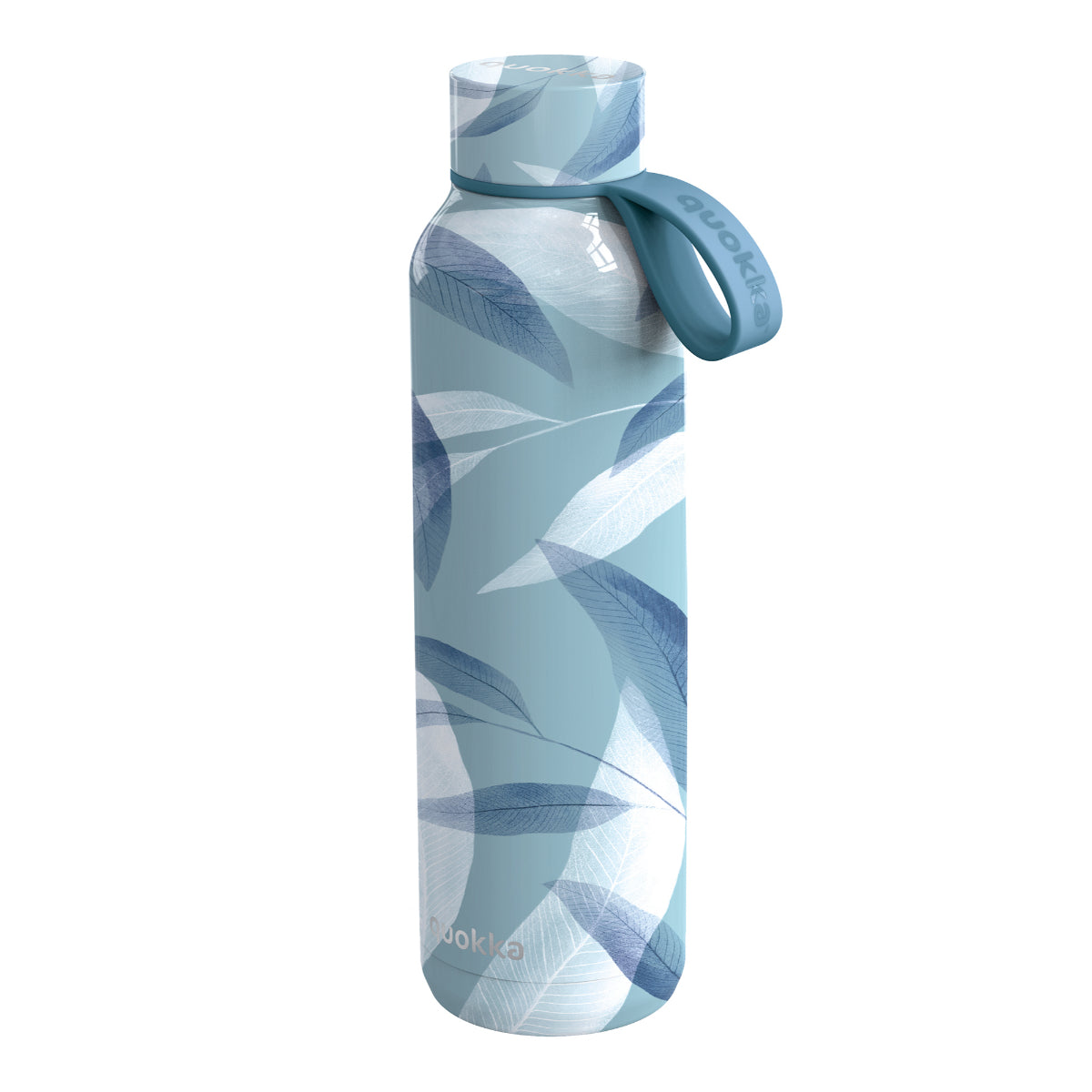 Quokka Blue Wind Edelstahl Trinkflasche isoliert 630 ml Thermoflasche mit Trageschlaufe