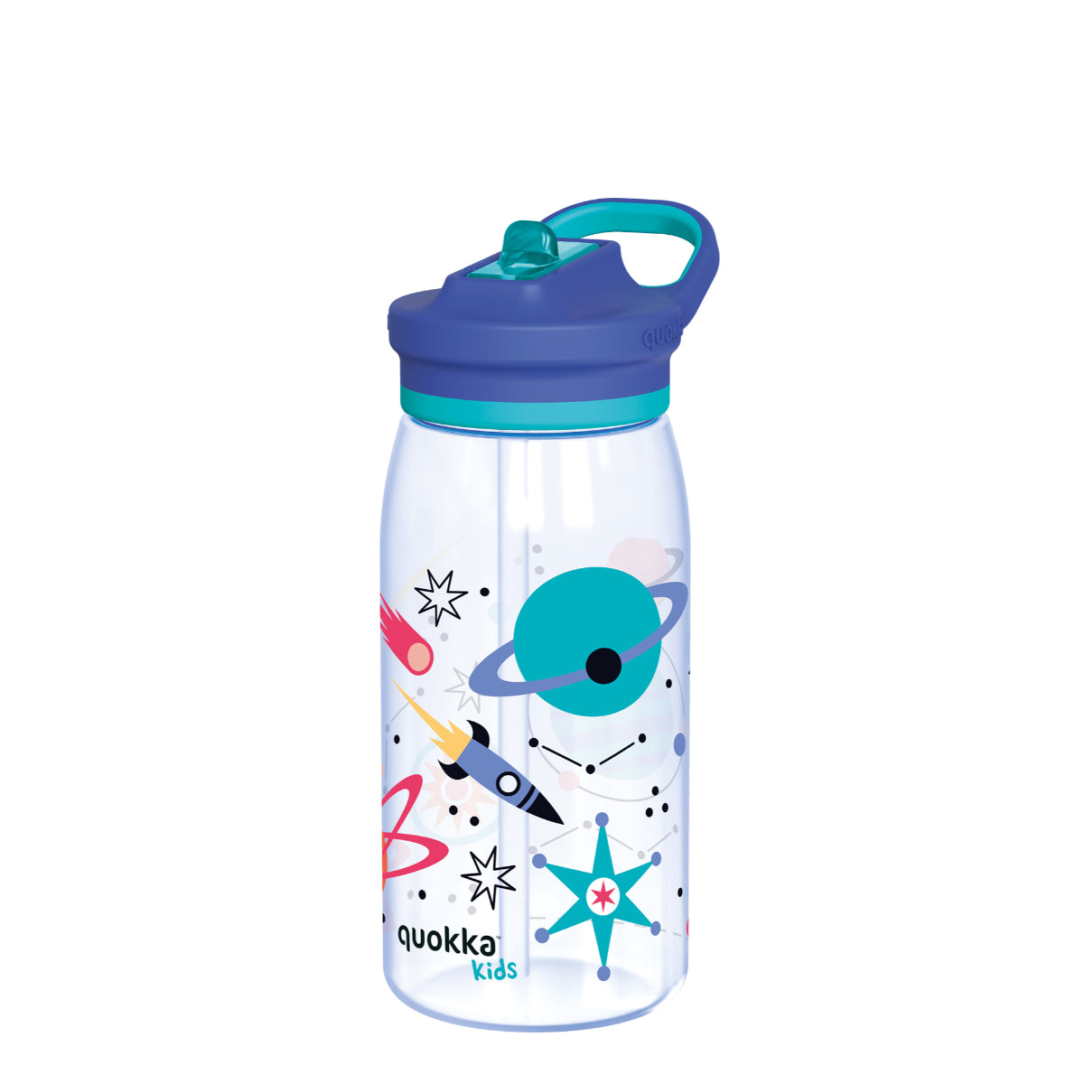 Quokka Glow Kids Flasche SPACE 580 ml mit Tragekupplung