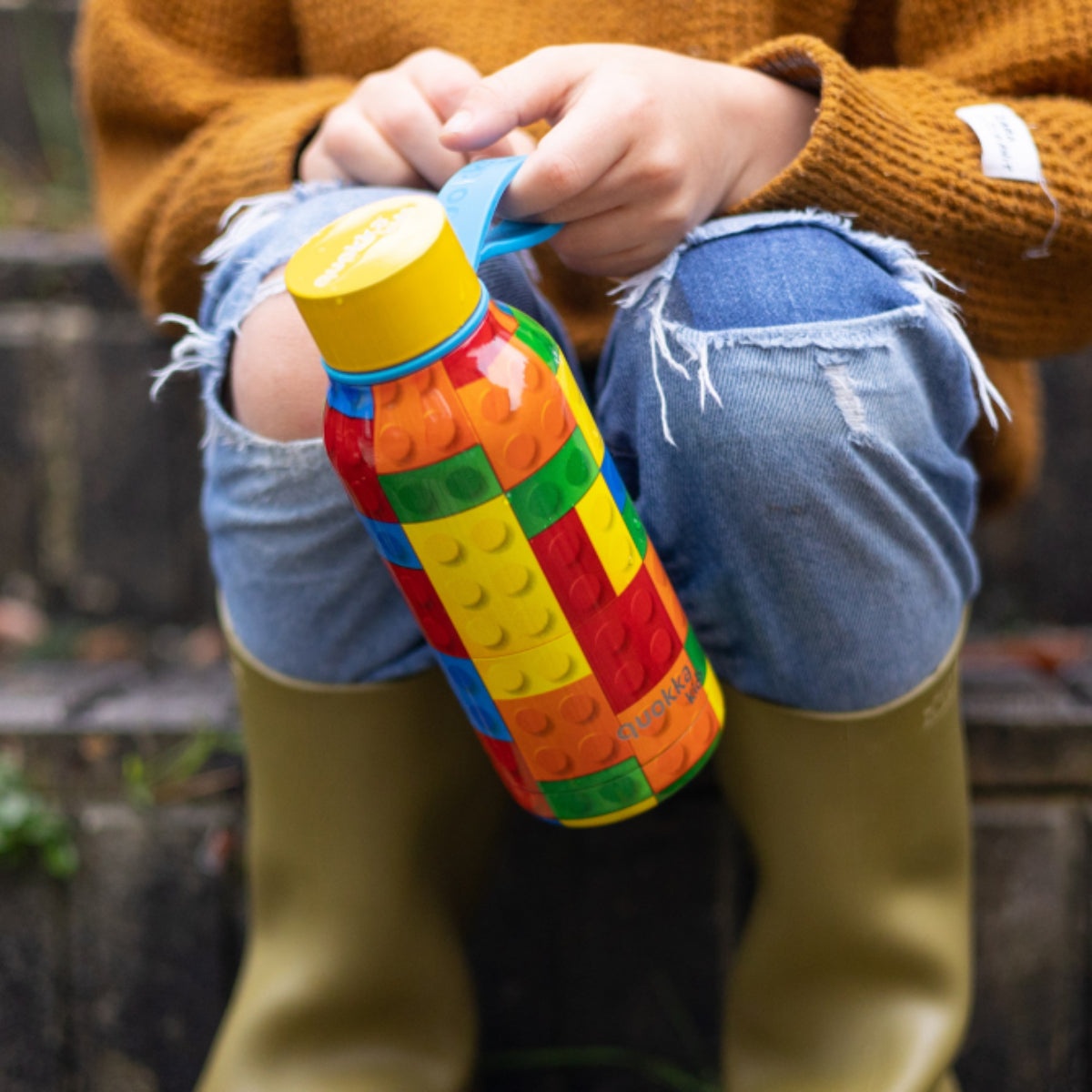 Quokka COLOR BRICKS Trinkflasche 330 ml Solid Kids Edelstahl Flasche Hält Kalt & Warm