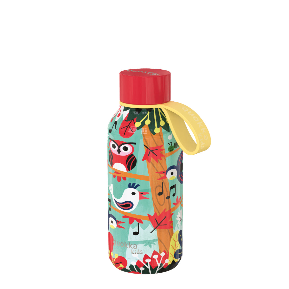 Quokka GROVE BIRDS Trinkflasche 330 ml Solid Kids Edelstahl Flasche Hält Kalt & Warm