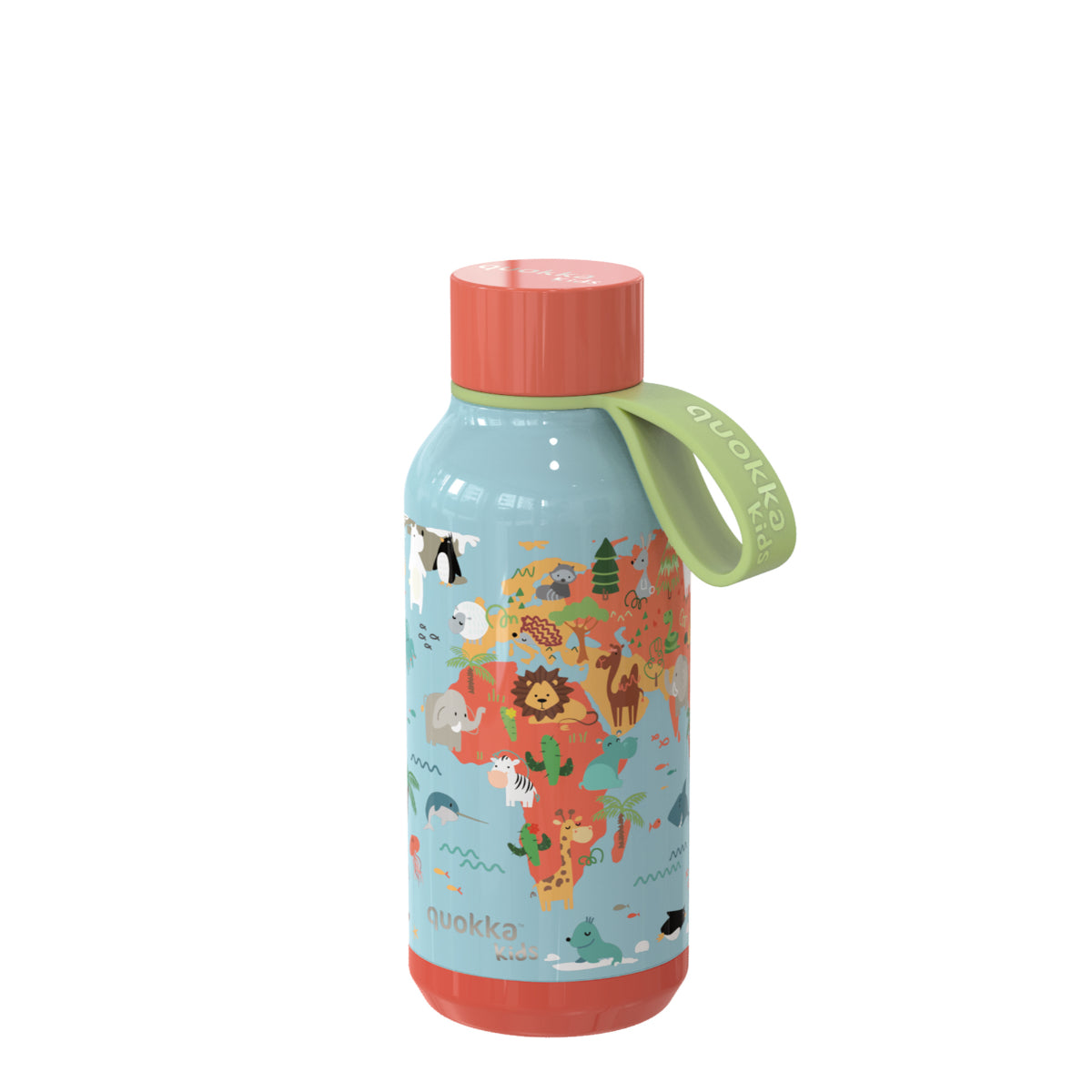 Quokka MAP OF LIFE Trinkflasche 330 ml Solid Kids Edelstahl Flasche Hält Kalt & Warm