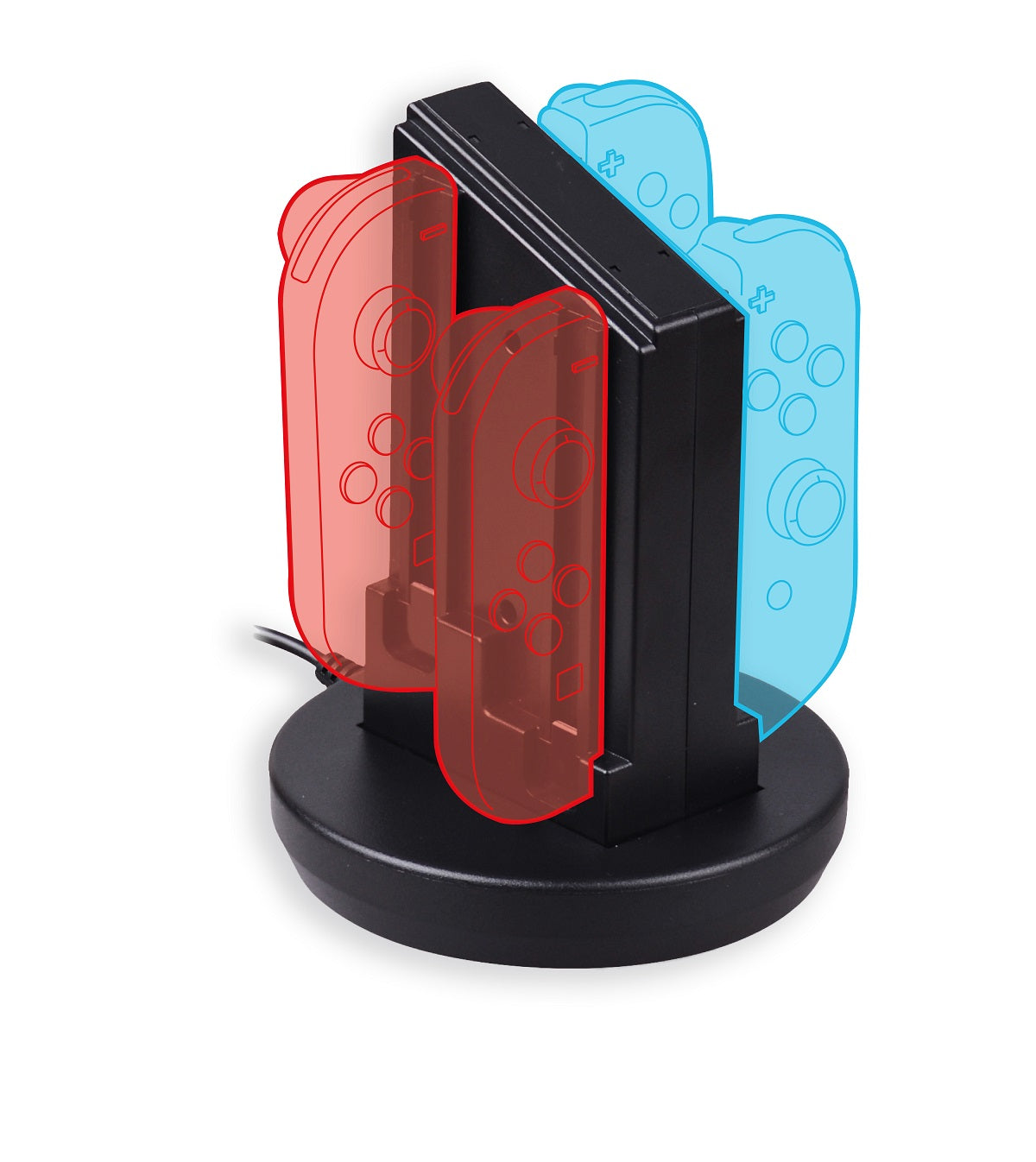 Qware Ladestation kompatibel mit Nintendo Switch Controller – 4-in-1 Lade-Dock mit USB-C Anschluss