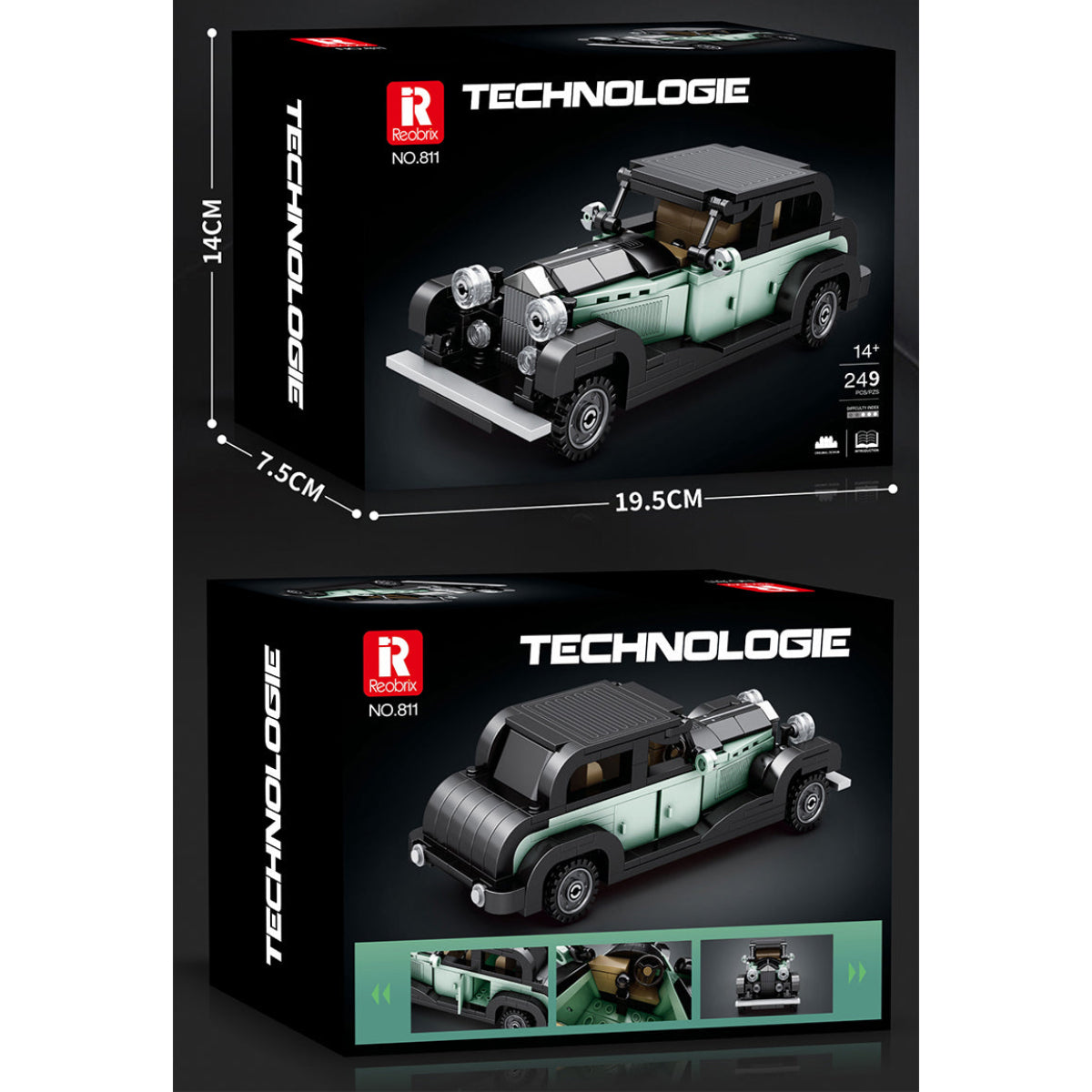 Reobrix 811 Oldtimer 1:24 Klemmbaustein Auto 249 Teile ab 14