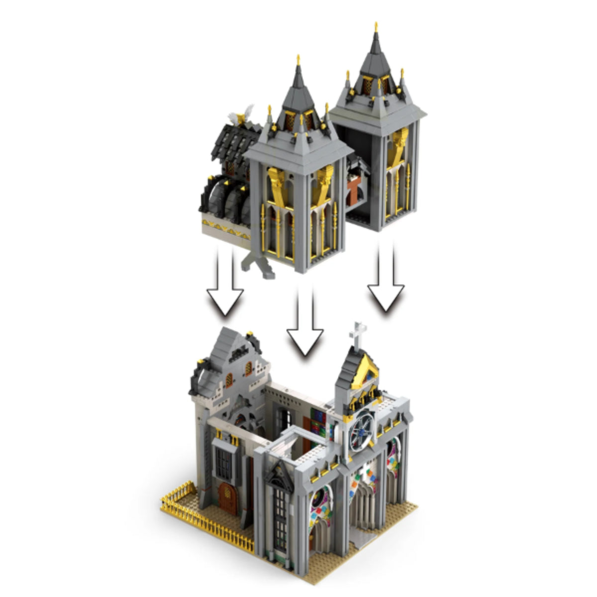 Reobrix 66027 Mittelalterliche Kirche Klemmbaustein Gebäude 3468 Teile ab 14