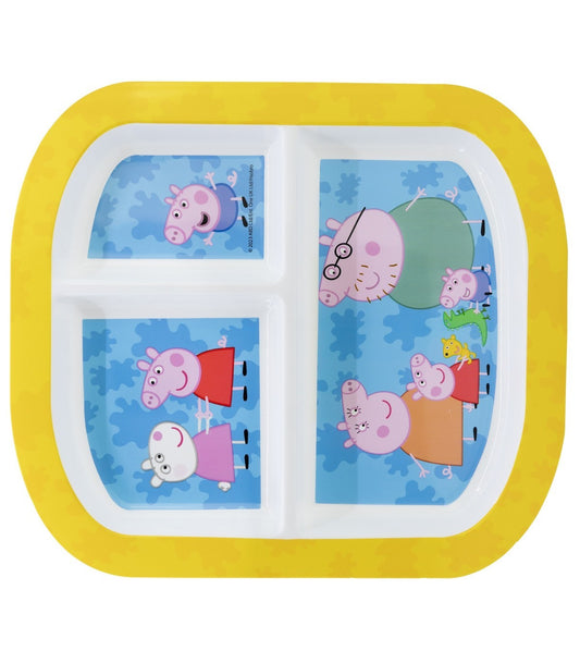 Peppa Pig Teller mit 3 Fächern Kinder Rechteckteller Esslernteller mikrowellengeeignet