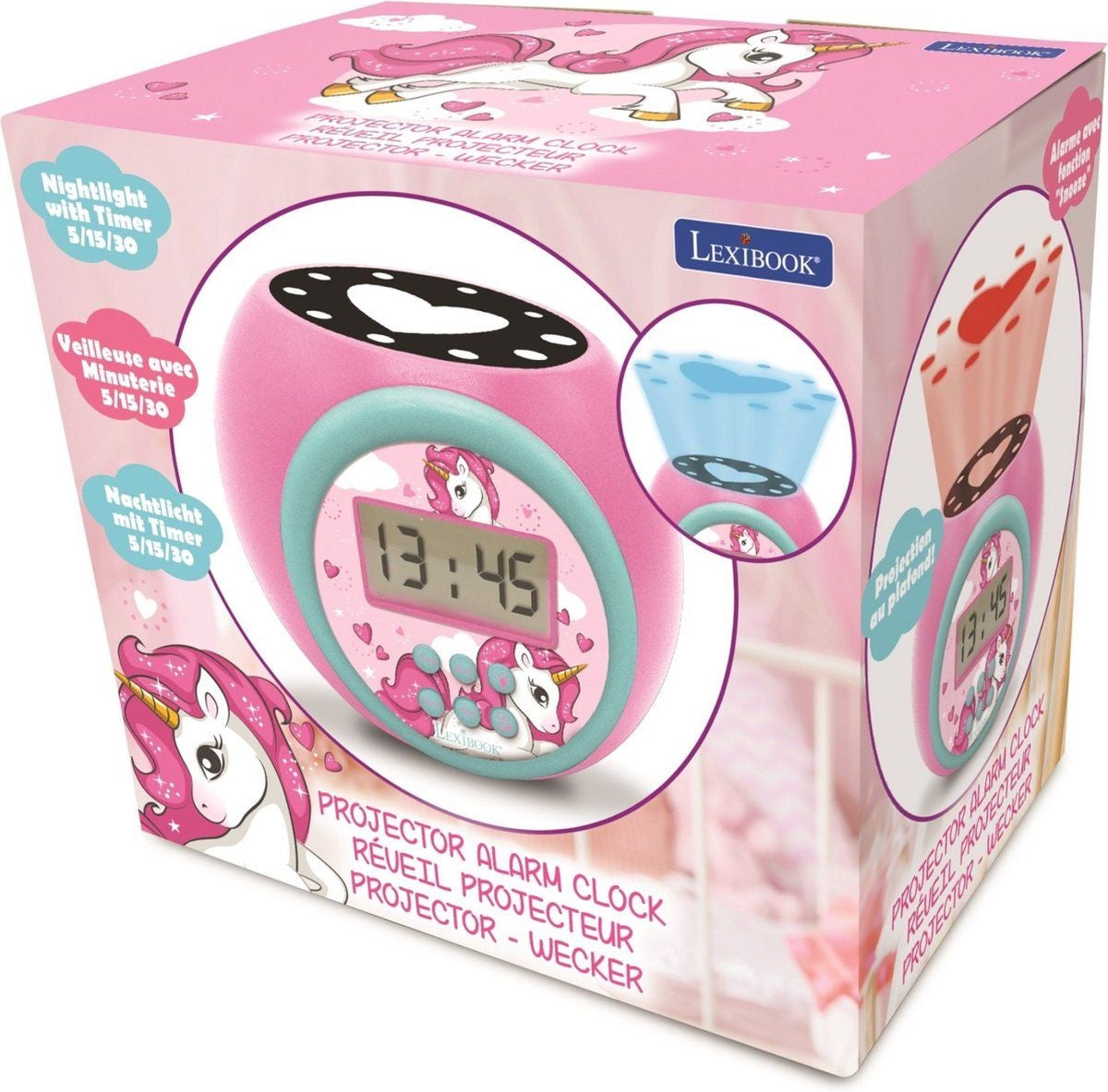 Unicorn Projektor-Wecker LCD-Anzeige und magische Deckenprojektion