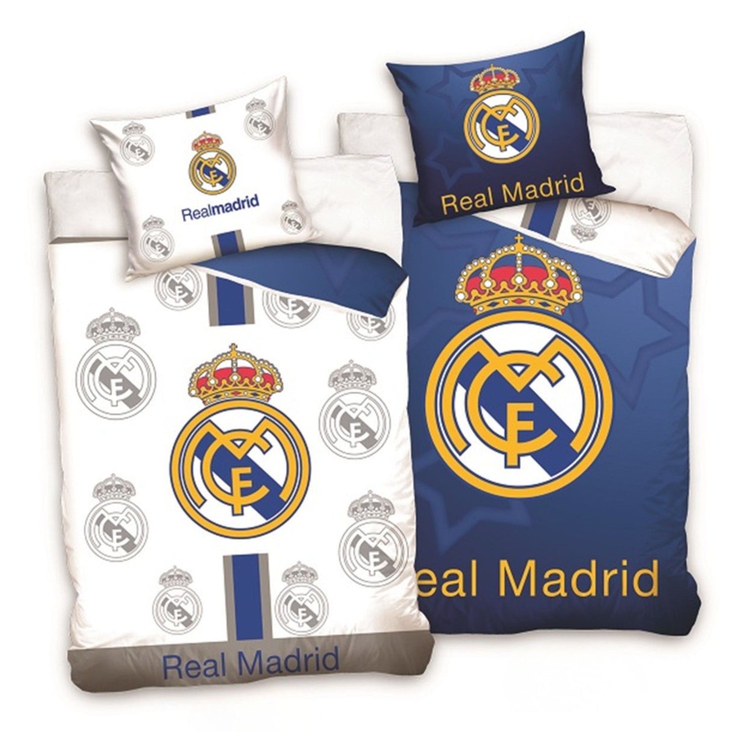 Real Madrid Bettwäsche Set – 100 % Baumwolle Bettbezug 140x200 cm + Kissen 60x70 cm