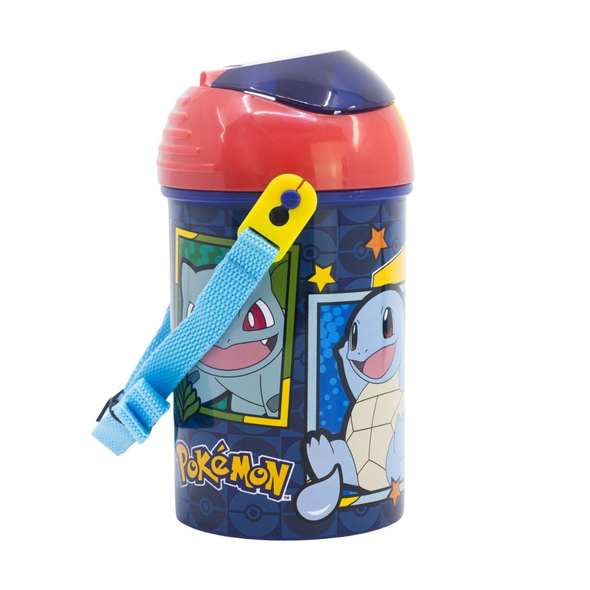 Pokemon Kinder Trinkflasche 450 ml Pop Up Flasche mit Trageband für Schule Freizeit und Ausflug