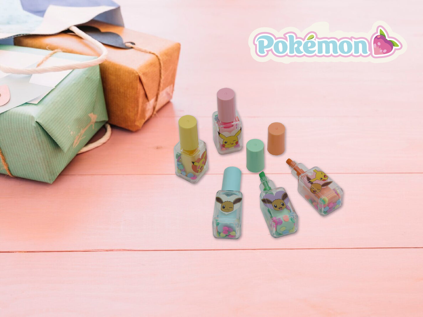 Pokémon Marker Set 5 teilig Textmarker in Nagellackform