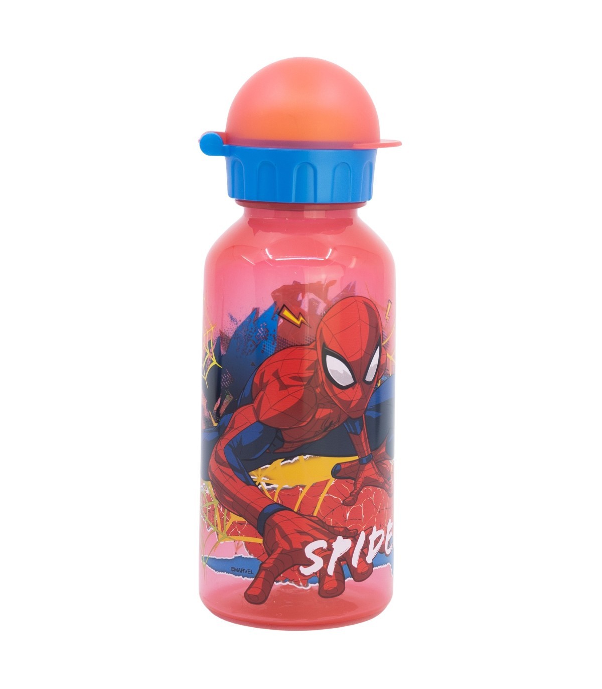 Spiderman Kinder Trinkflasche 370 ml Schulflasche mit Sicherheitskappe