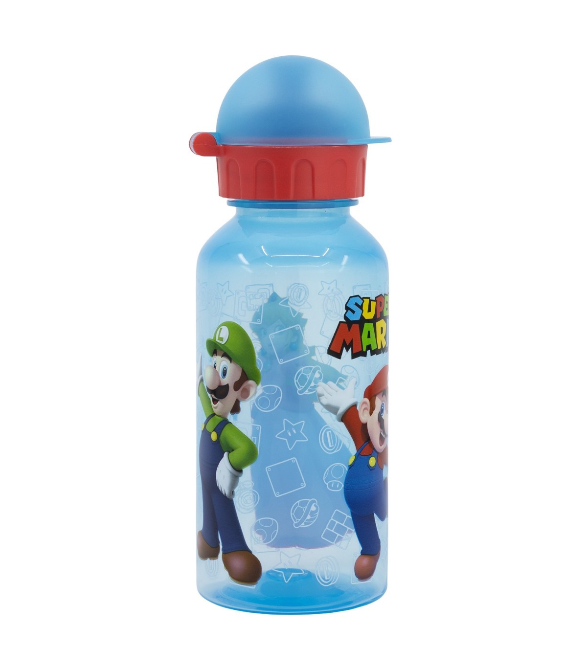 Super Mario Kinder Trinkflasche 370 ml Schulflasche mit Sicherheitskappe