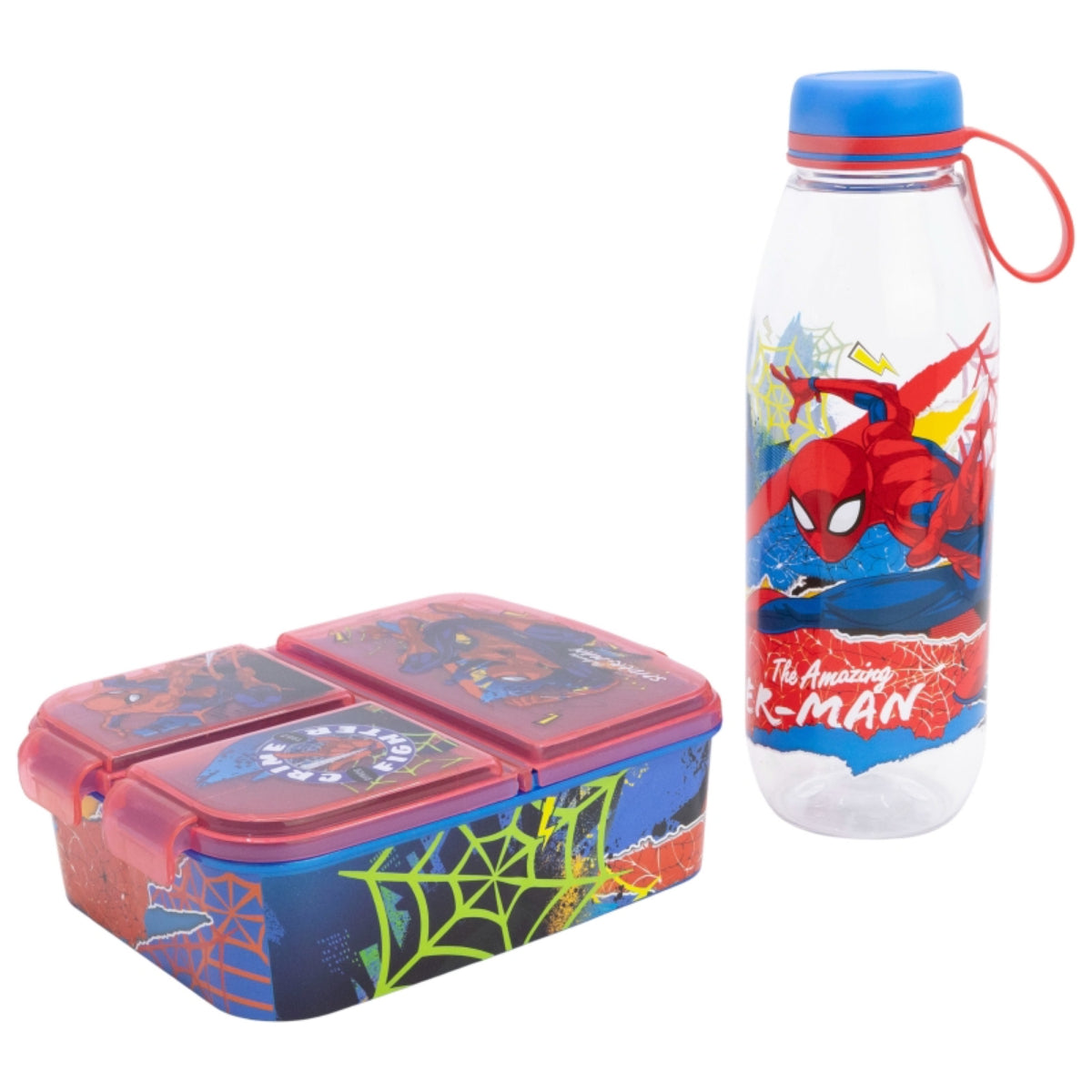 Marvel Spiderman Kinder Lunch Set Adventure Flasche 650 ml und Snackbox