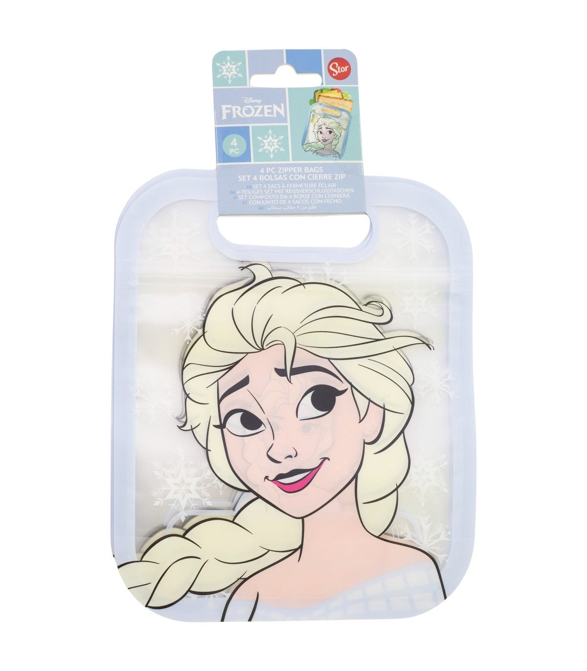 Disney Frozen 4 Stück Snackbeutel mit Zip Verschluss für Obst Kekse und Snacks