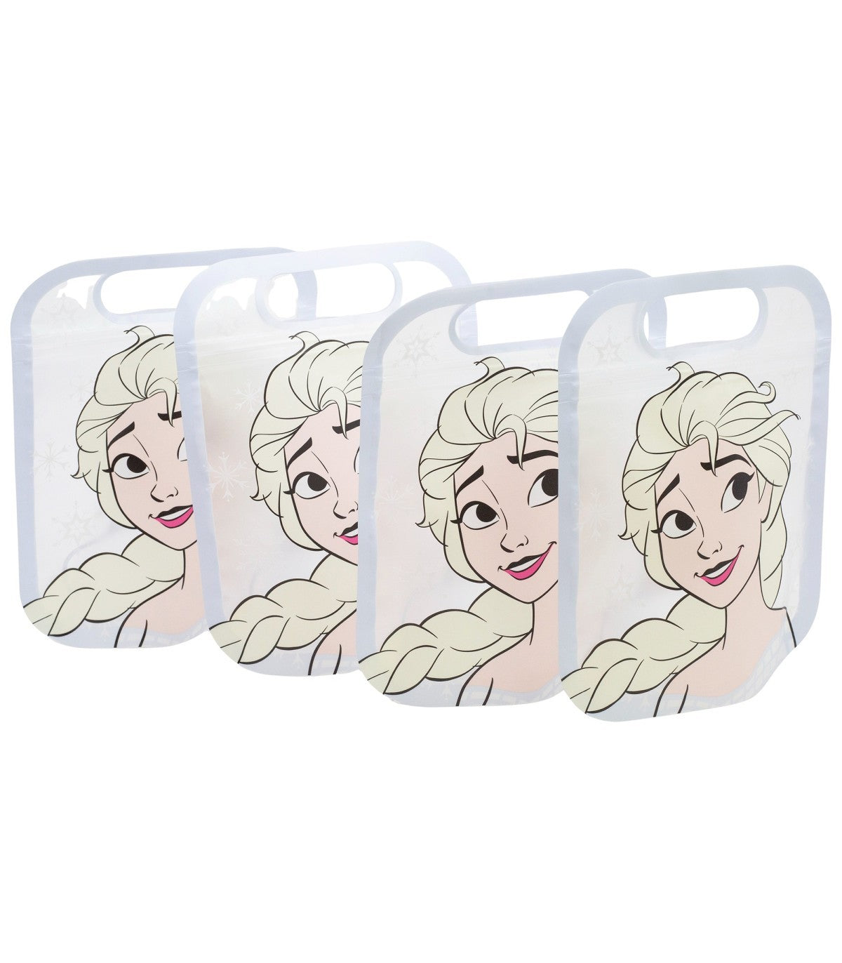 Disney Frozen 4 Stück Snackbeutel mit Zip Verschluss für Obst Kekse und Snacks