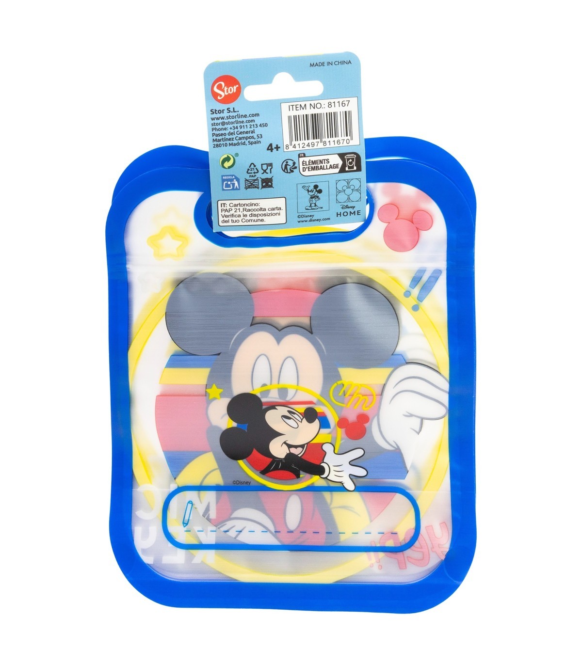 Disney Mickey Mouse 4 Stück Snackbeutel mit Zip Verschluss für Obst Kekse und Snacks