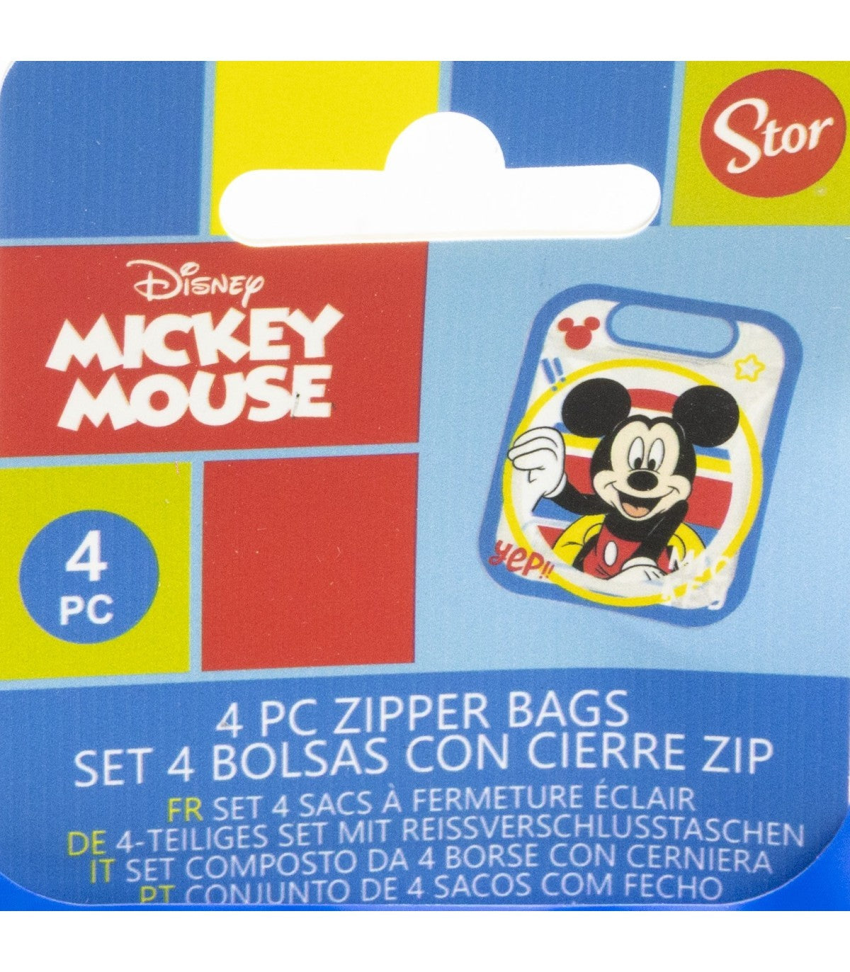 Disney Mickey Mouse 4 Stück Snackbeutel mit Zip Verschluss für Obst Kekse und Snacks