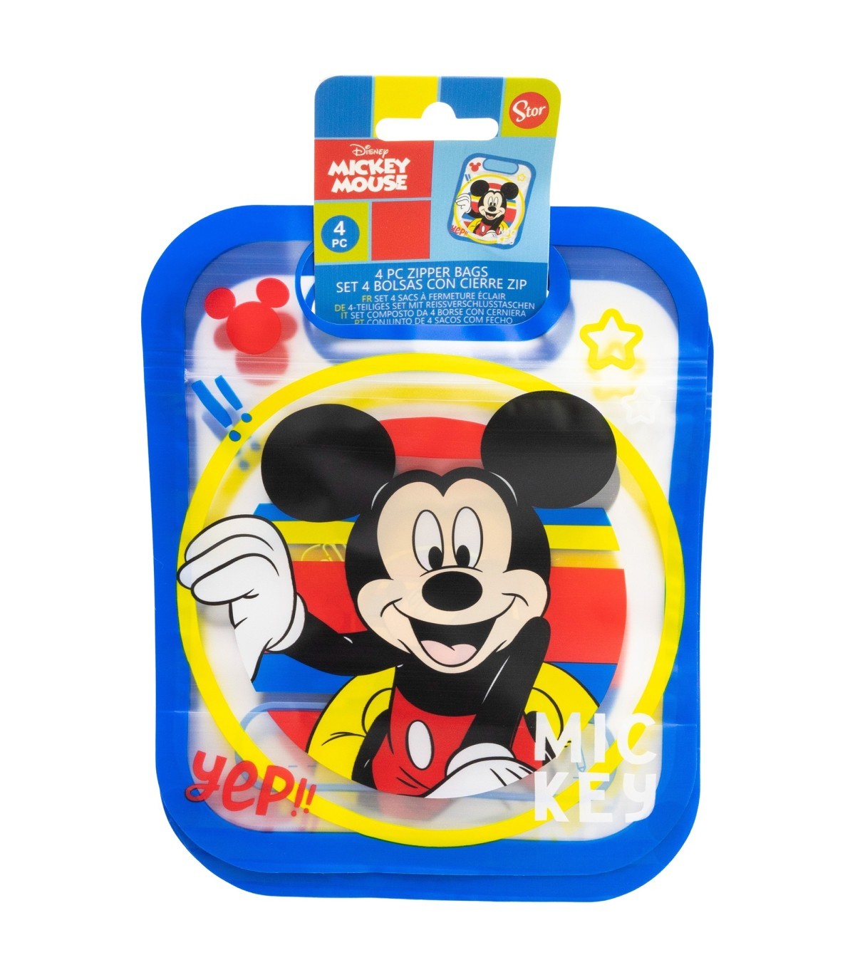 Disney Mickey Mouse 4 Stück Snackbeutel mit Zip Verschluss für Obst Kekse und Snacks
