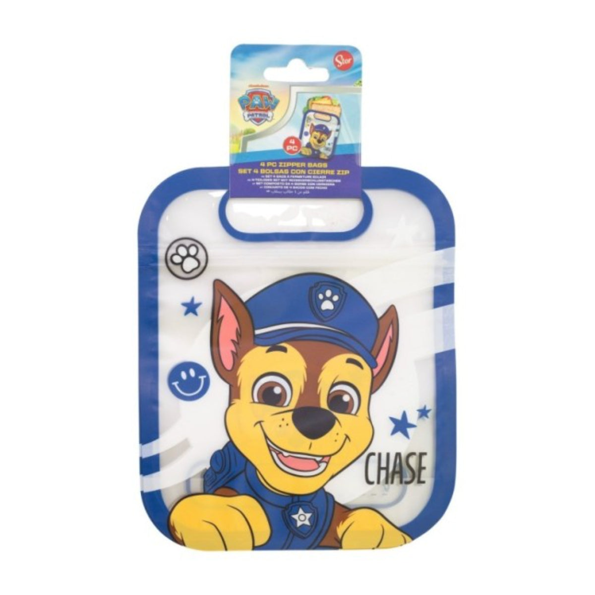 Paw Patrol 4 Stück Snackbeutel mit Zip Verschluss für Obst Kekse und Snacks