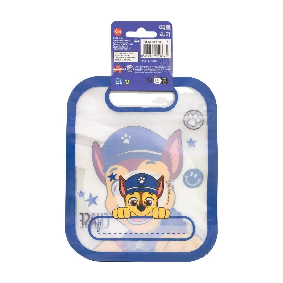 Paw Patrol 4 Stück Snackbeutel mit Zip Verschluss für Obst Kekse und Snacks