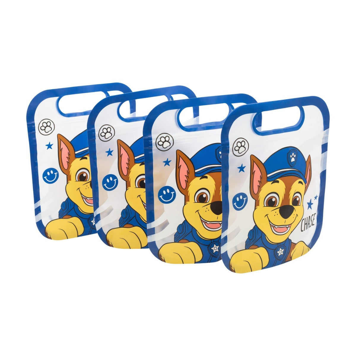 Paw Patrol 4 Stück Snackbeutel mit Zip Verschluss für Obst Kekse und Snacks