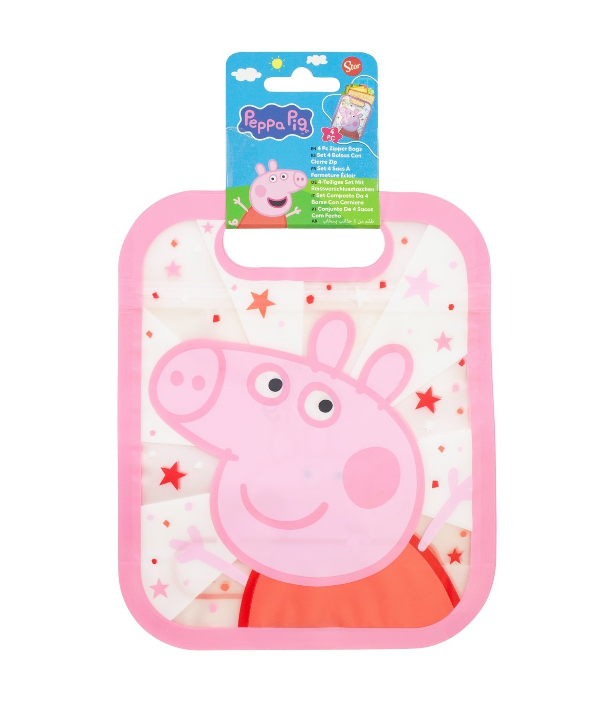 Peppa Pig 4 Stück Snackbeutel mit Zip Verschluss für Obst Kekse und Snacks