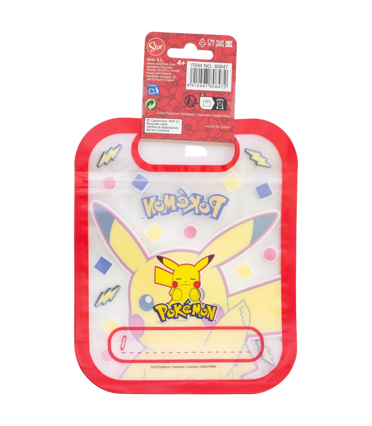 Pokemon Pikachu 4 Stück Snackbeutel mit Zip Verschluss für Obst Kekse und Snacks