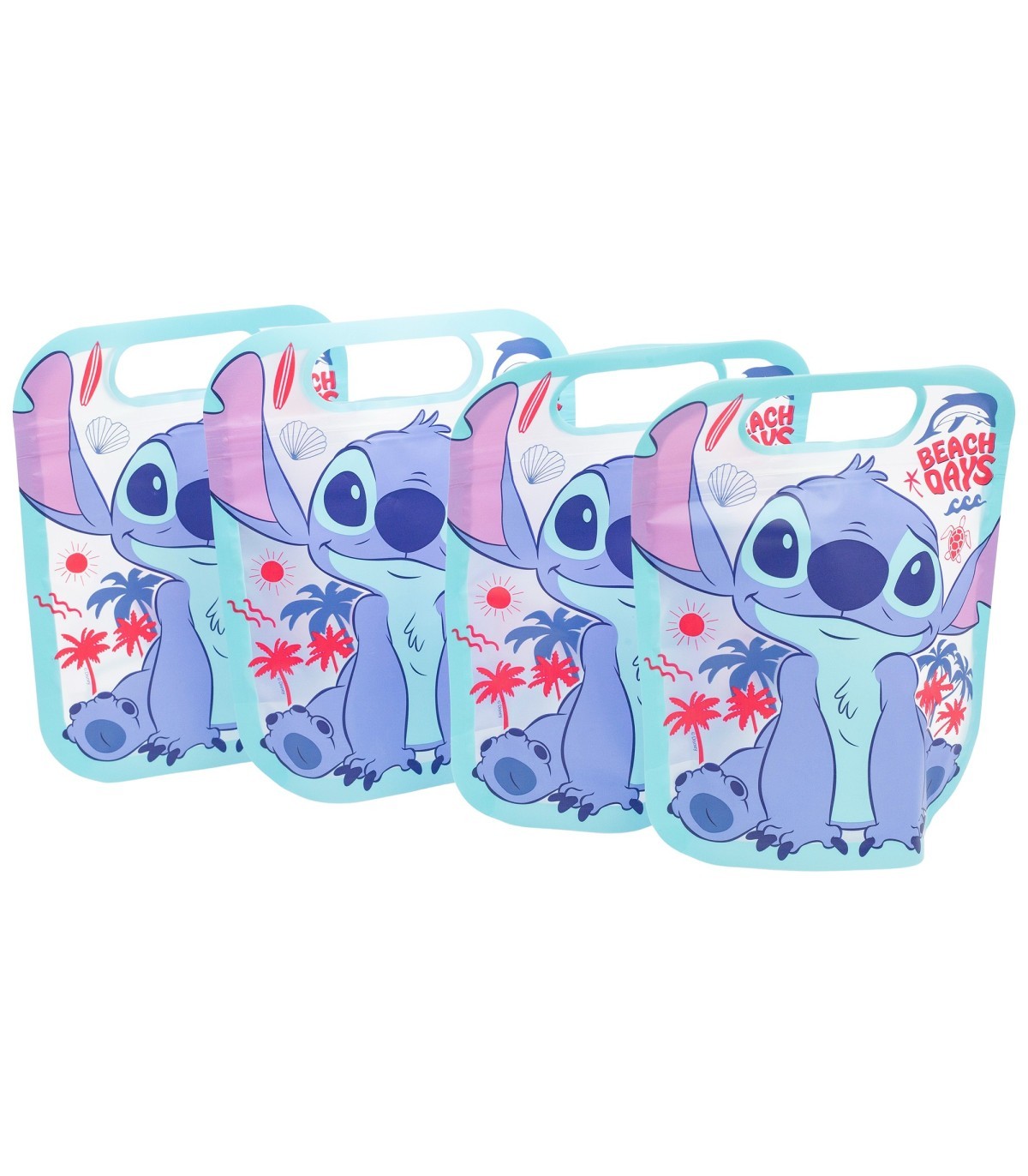 Disney Lilo & Stitch 4 Stück Snackbeutel mit Zip Verschluss für Obst Kekse und Snacks