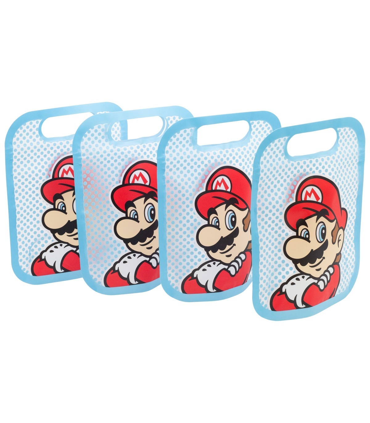 Super Mario 4 Stück Snackbeutel mit Zip Verschluss für Obst Kekse und Snacks
