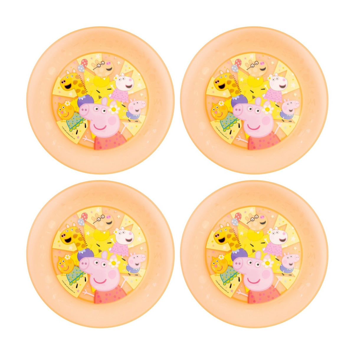 Peppa Pig Kinder Teller Set 4 teilig geeignet für Mikrowelle und Spülmaschine ab 4 Jahre