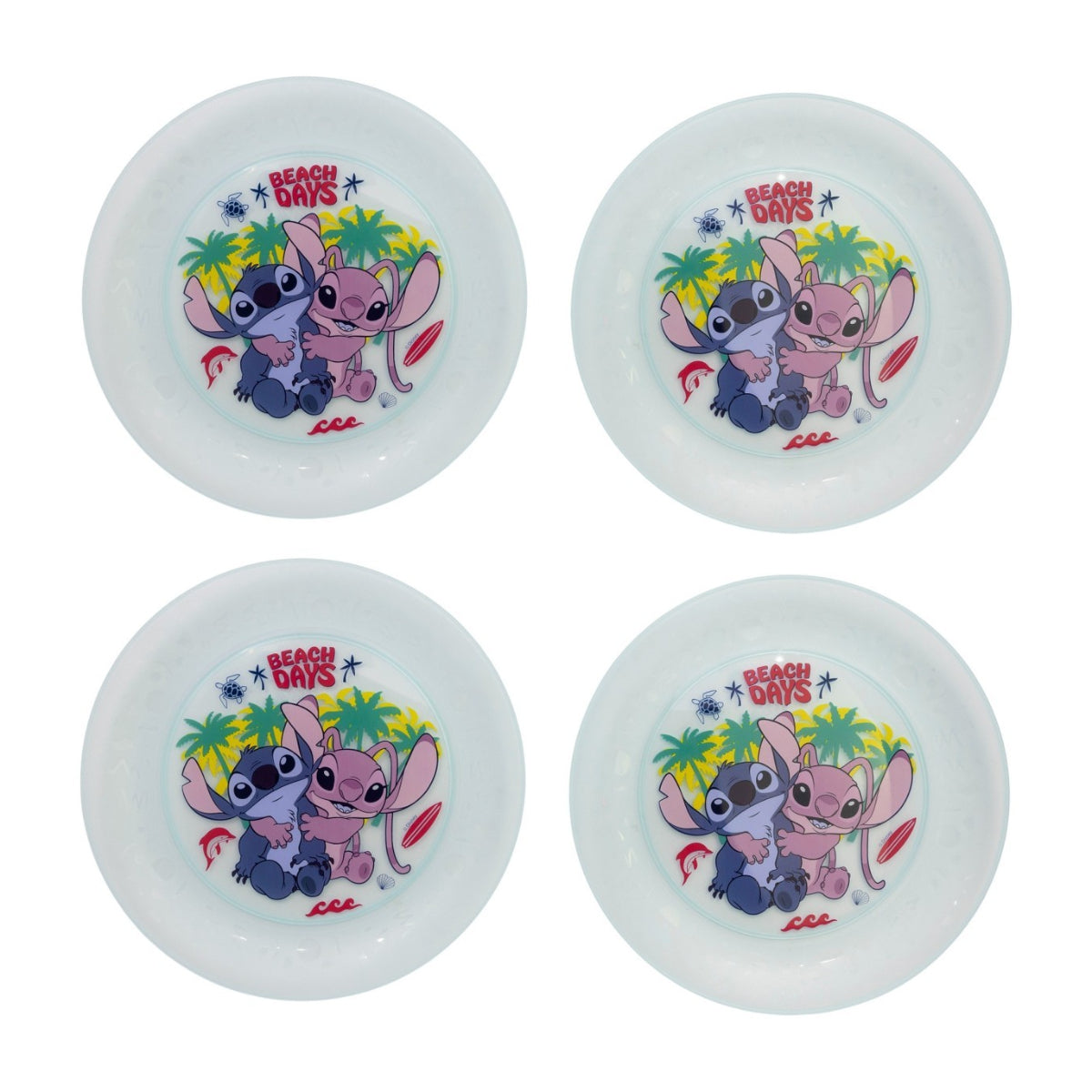 Lilo & Stitch Kinder Teller Set 4 teilig geeignet für Mikrowelle und Spülmaschine ab 4 Jahre