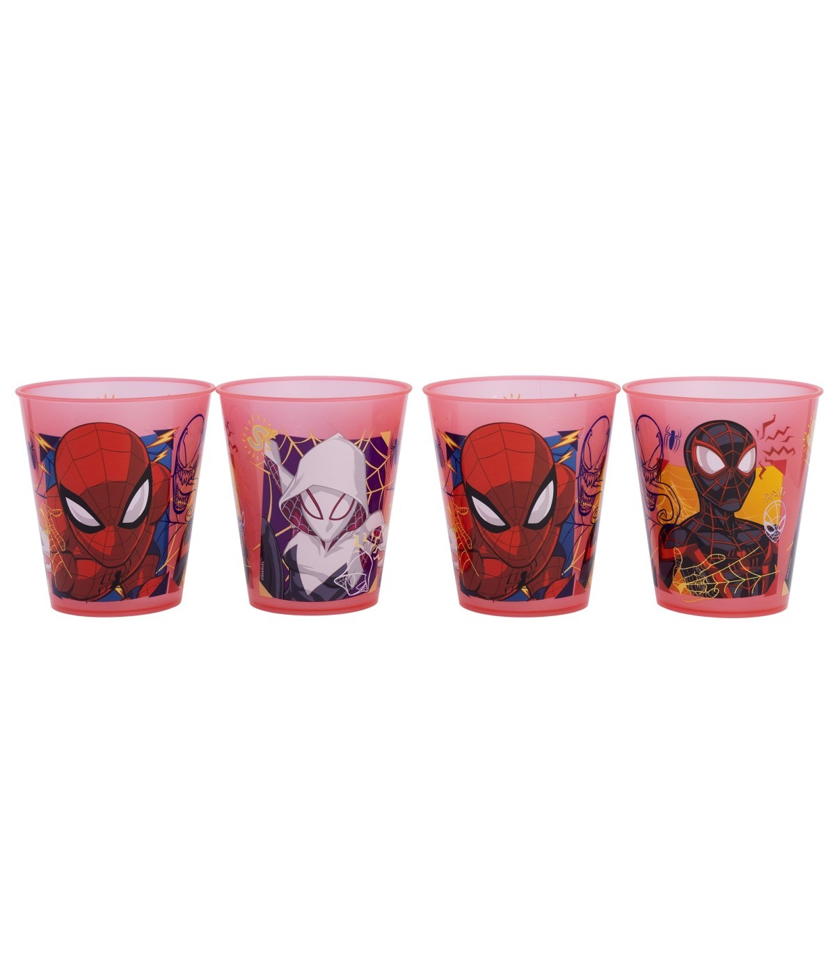 Spiderman Kinder Becher Set 4 teilig 285 ml aus Polypropylen