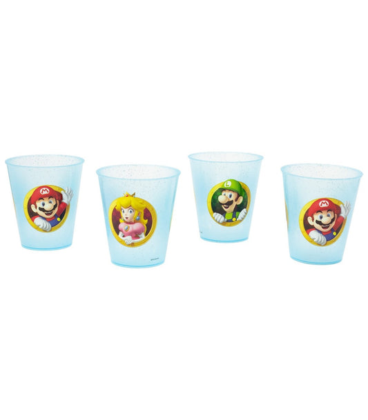 Super Mario Kinder Becher Set 4 teilig 285 ml aus Polypropylen