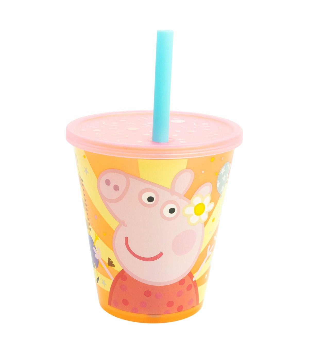 Peppa Pig Kinder Becher Set 4 teilig 285 ml Becher mit Trinkhalm