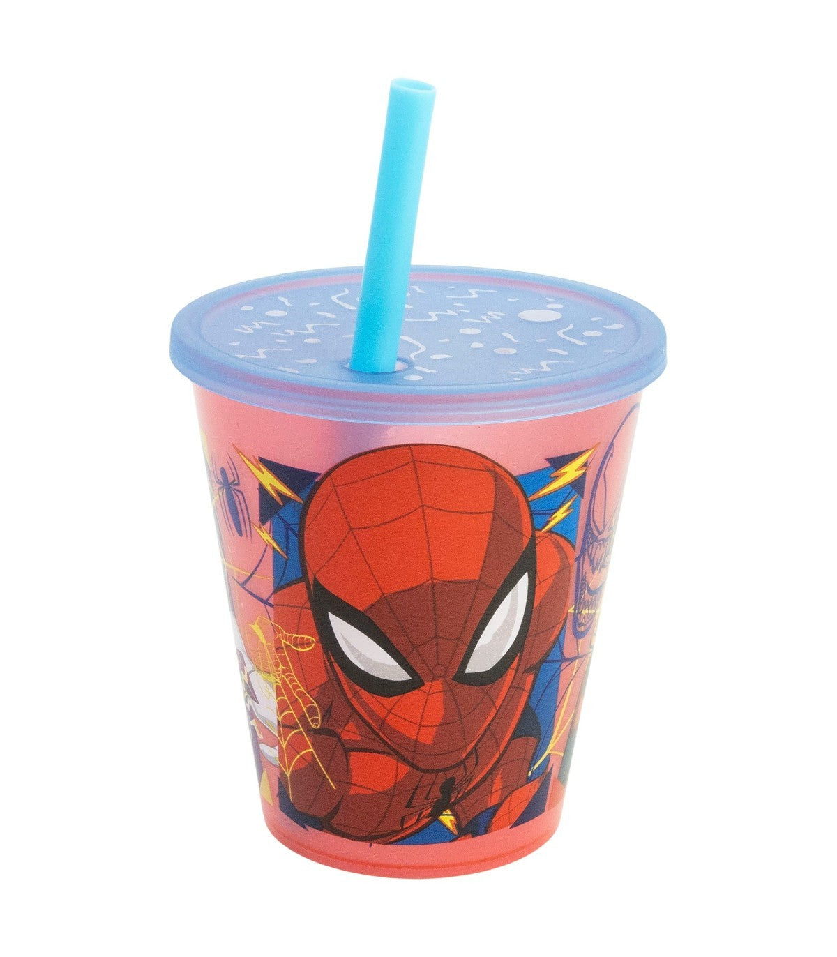 Spiderman Kinder Becher Set 4 teilig 285 ml Becher mit Trinkhalm