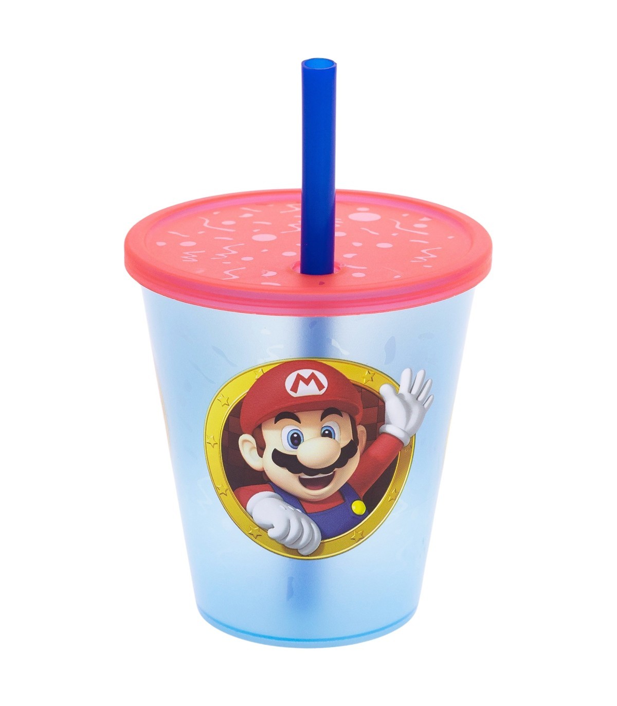 Super Mario Kinder Becher Set 4 teilig 285 ml Becher mit Trinkhalm