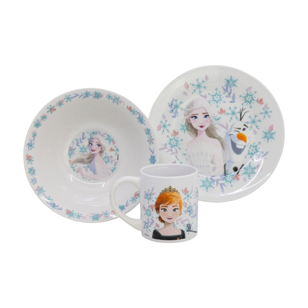 Disney Frozen Kinder Geschirr Set Keramik 3 teilig Teller Schüssel Becher in Geschenkbox