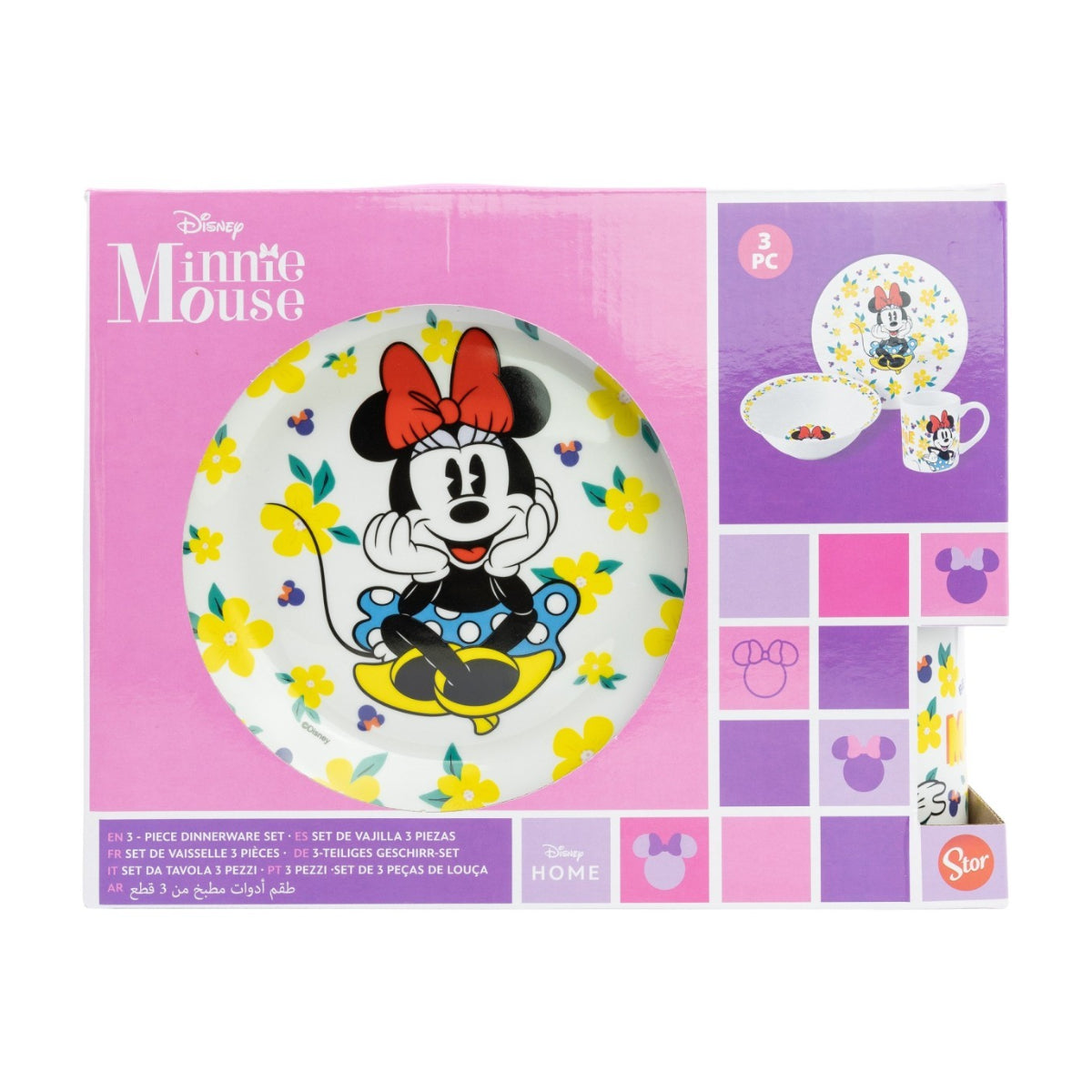 Disney Minnie Mouse Kinder Geschirr Set Keramik 3 teilig Teller Schüssel Becher in Geschenkbox