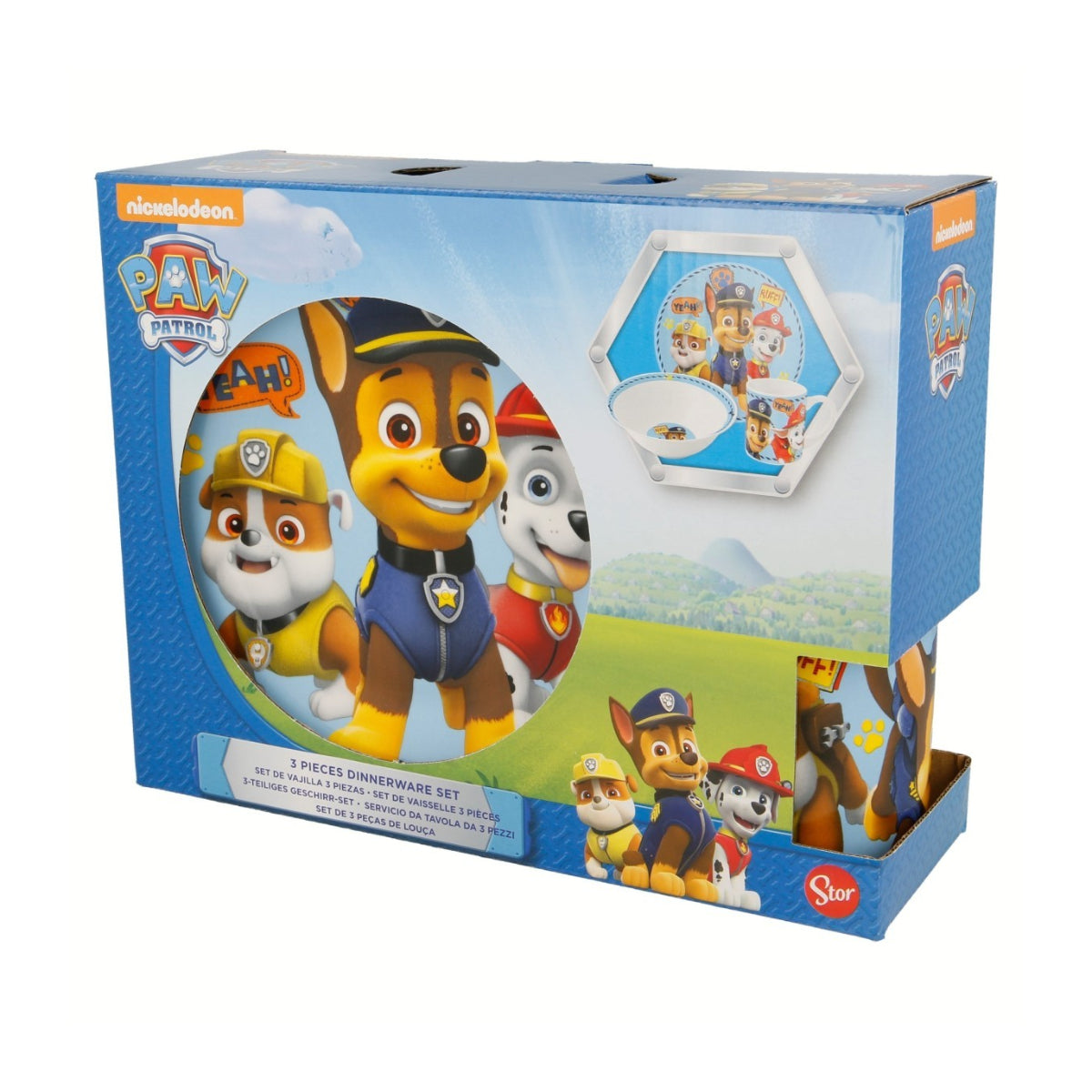 Paw Patrol Kinder Geschirr Set Keramik 3 teilig Teller Schüssel Becher in Geschenkbox