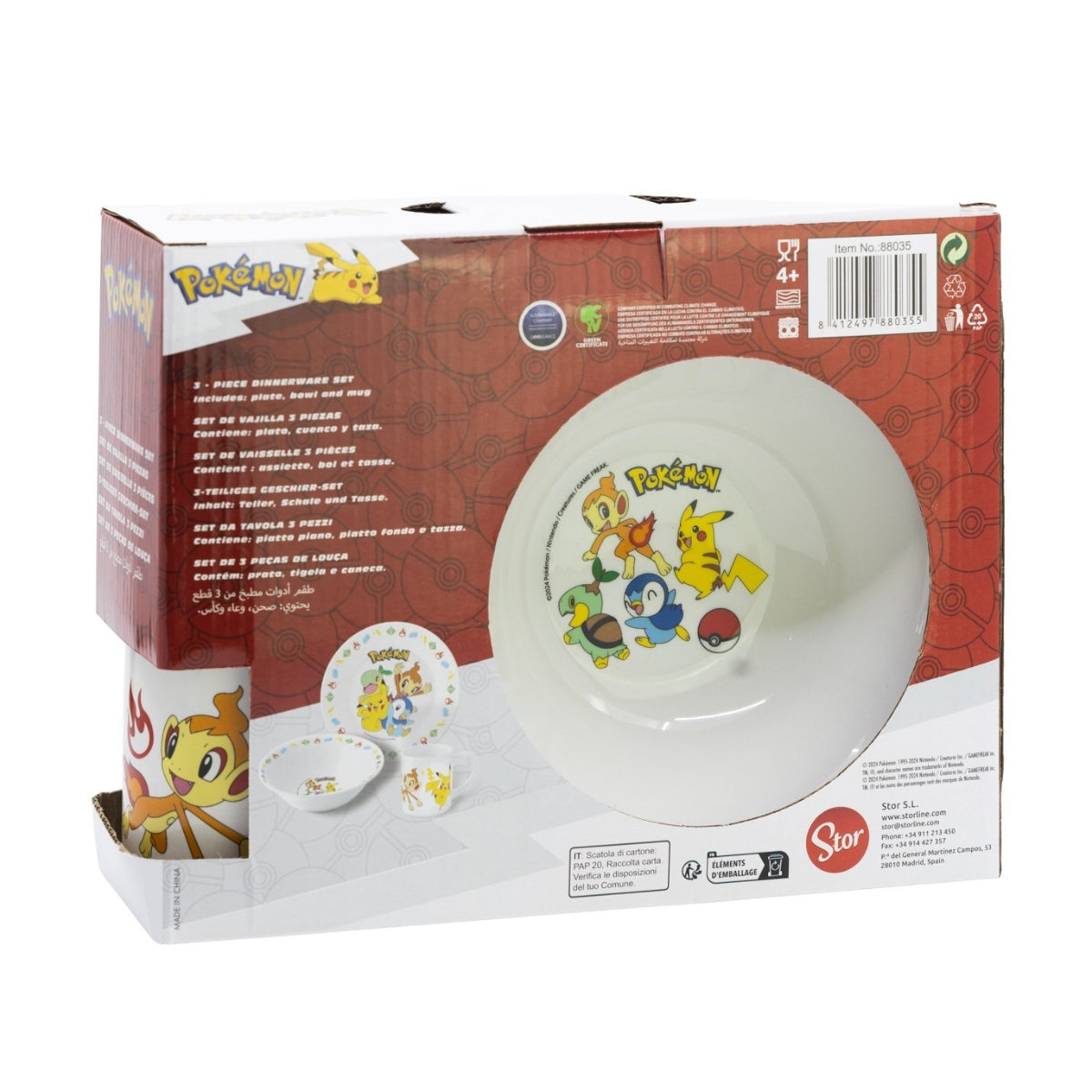 Pokémon Kinder Set Keramik Geschirr 3 teilig in Geschenkbox für Snack und Frühstück
