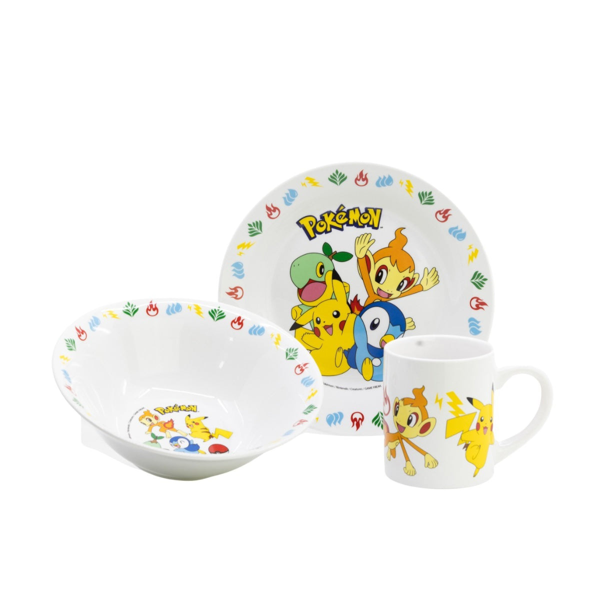 Pokémon Kinder Set Keramik Geschirr 3 teilig in Geschenkbox für Snack und Frühstück