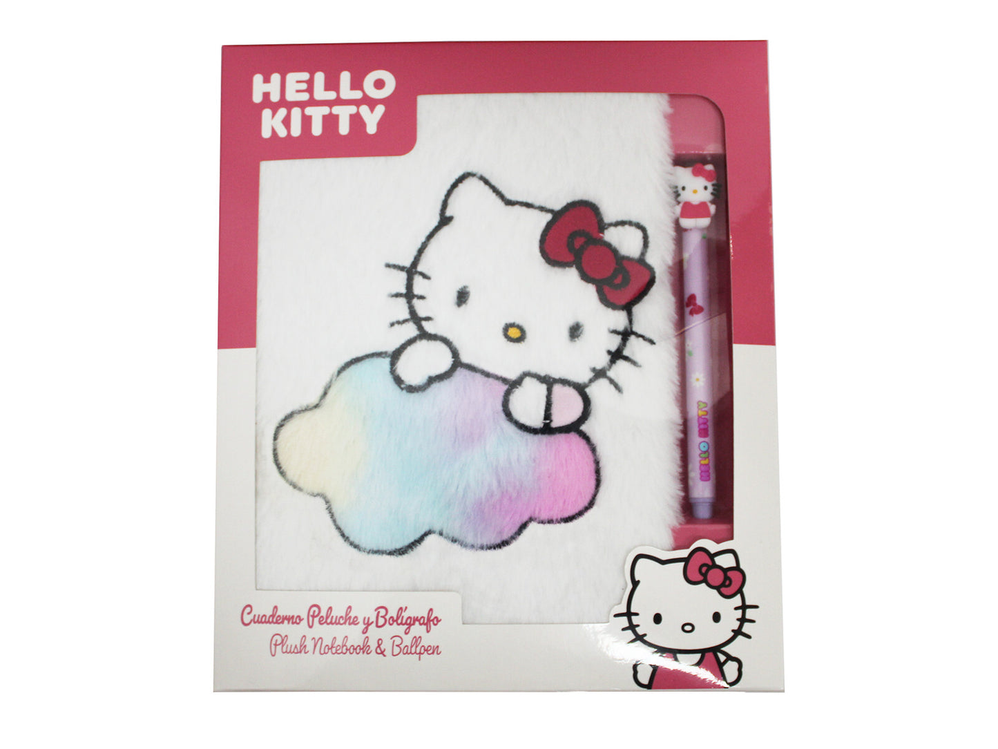 Hello Kitty Plüsch Notizbuch Set mit radierbarem Gelstift Schreibset