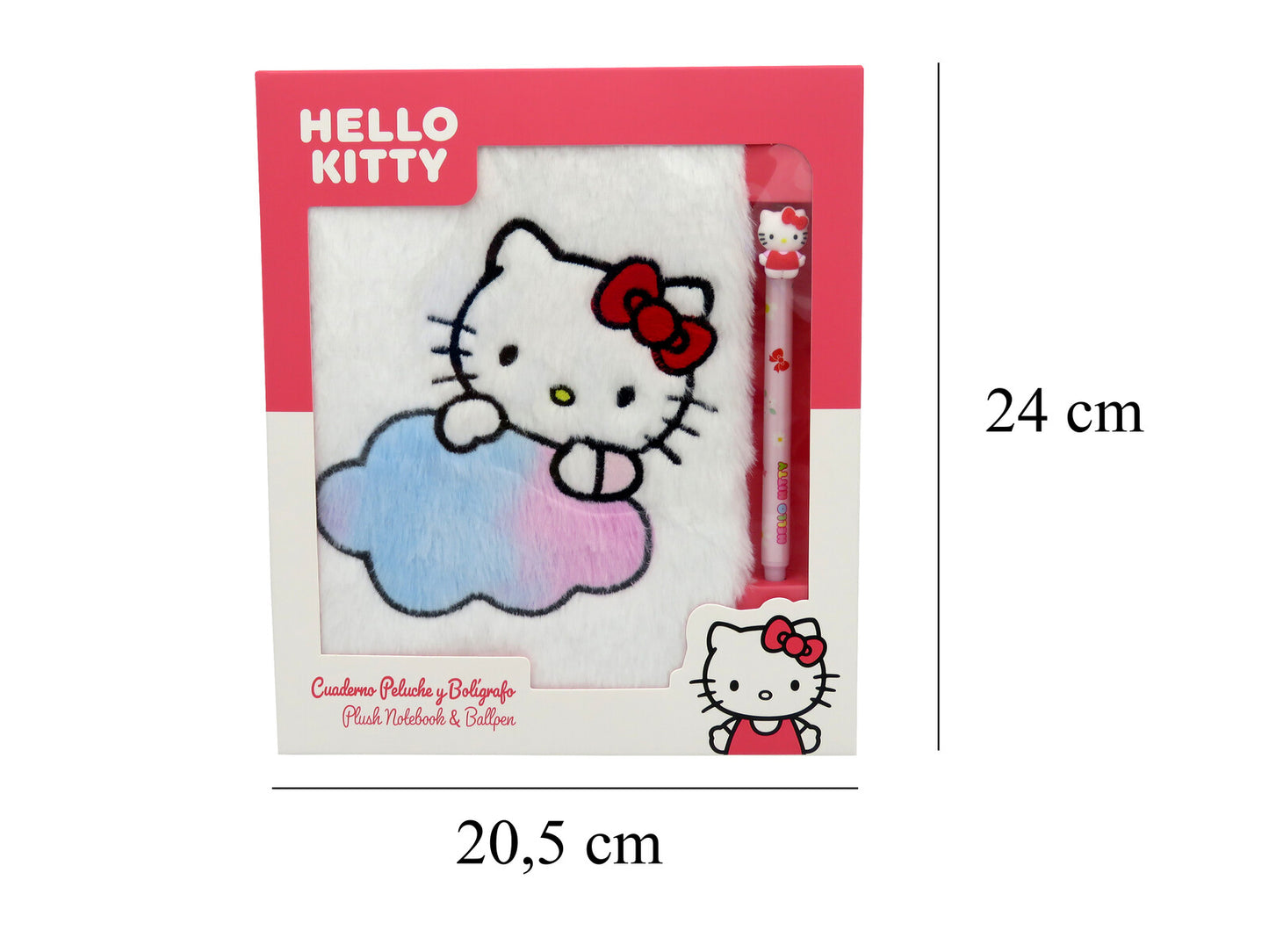 Hello Kitty Plüsch Notizbuch Set mit radierbarem Gelstift Schreibset