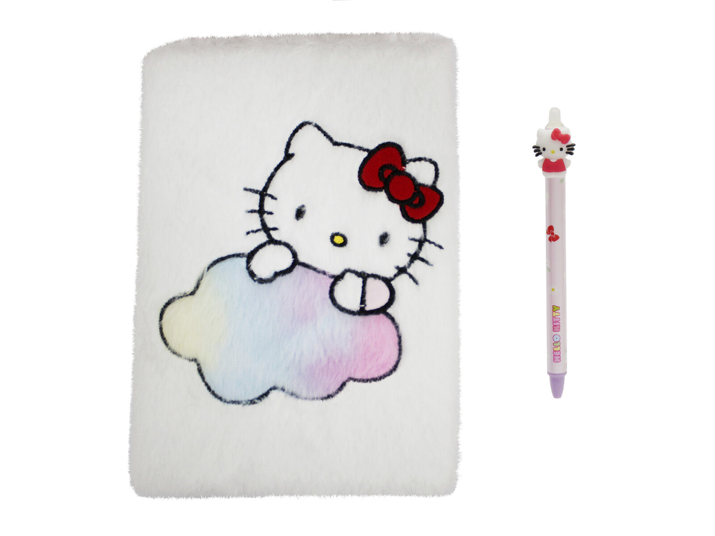 Hello Kitty Plüsch Notizbuch Set mit radierbarem Gelstift Schreibset
