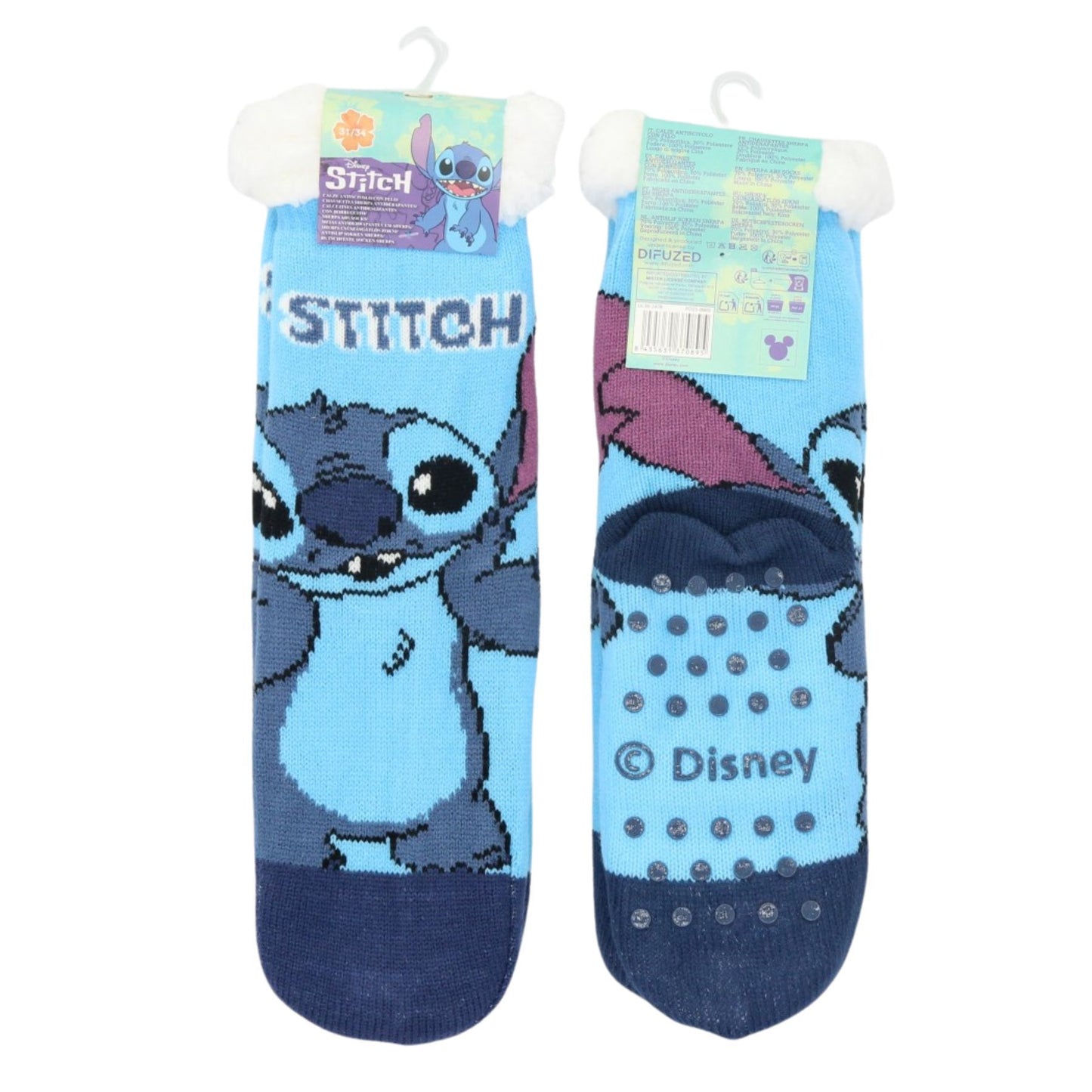 Disney Stitch 1-Paar Flauschige Sherpa Kinder Socken mit Anti Rutsch