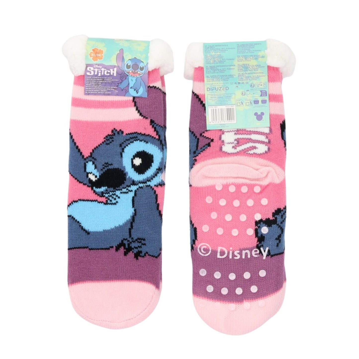 Disney Stitch 1-Paar Flauschige Sherpa Kinder Socken mit Anti Rutsch