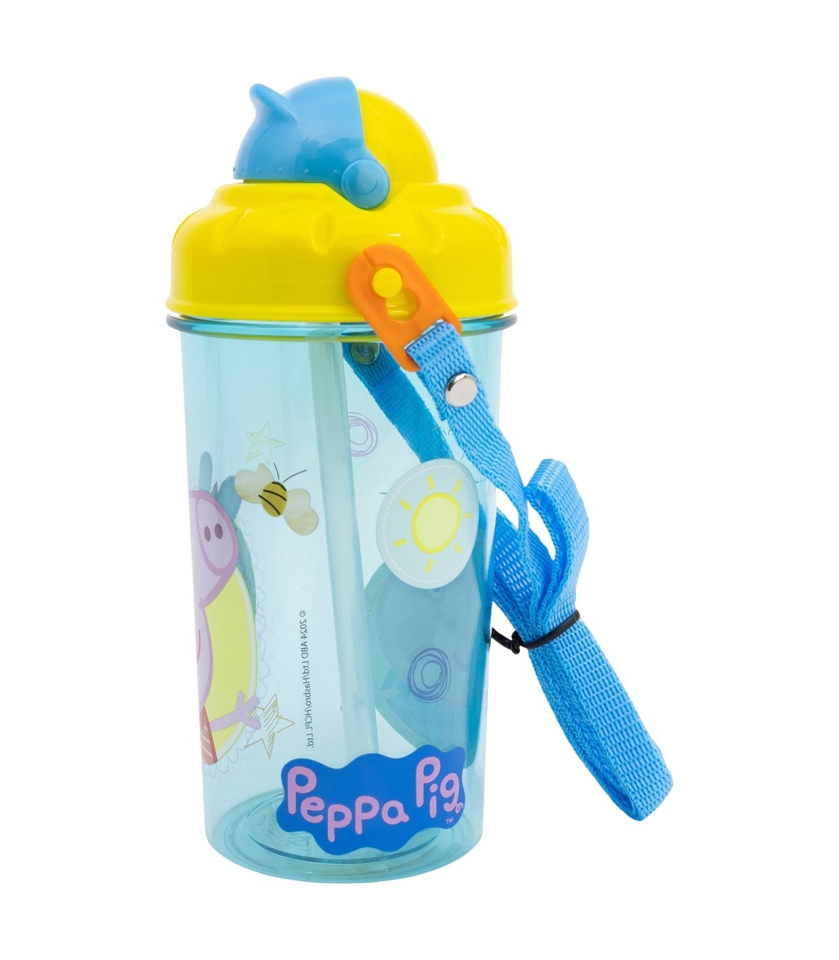 Peppa Pig Kinder Trinkflasche 465 ml Canteen mit Deckel und Trageriemen