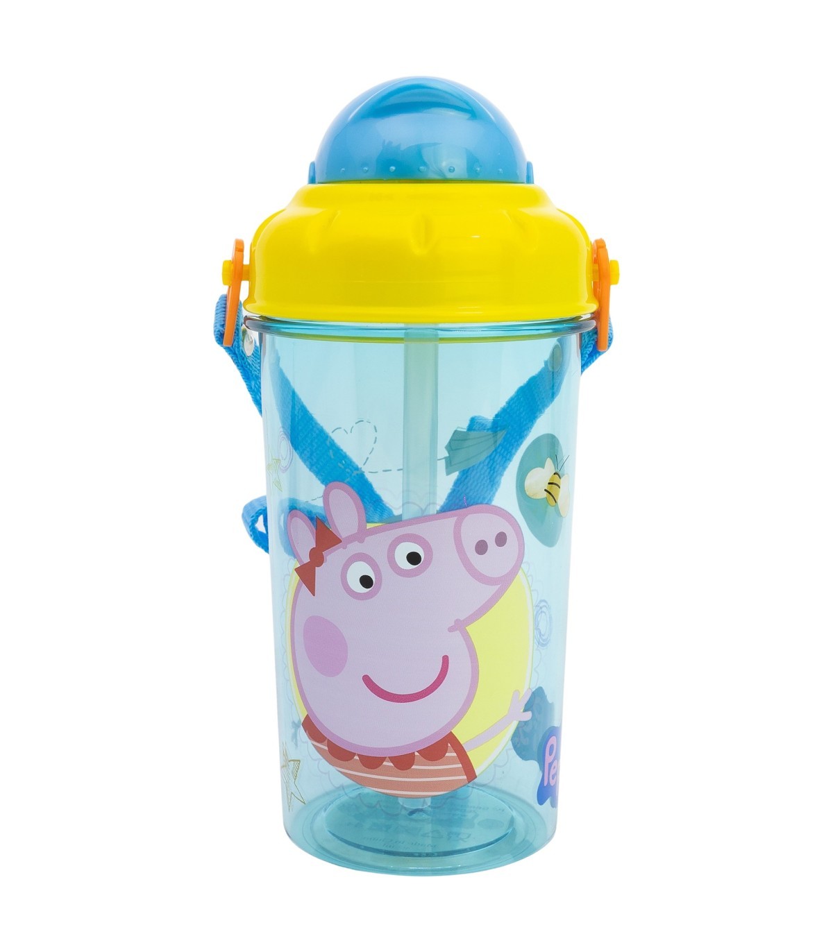 Peppa Pig Kinder Trinkflasche 465 ml Canteen mit Deckel und Trageriemen
