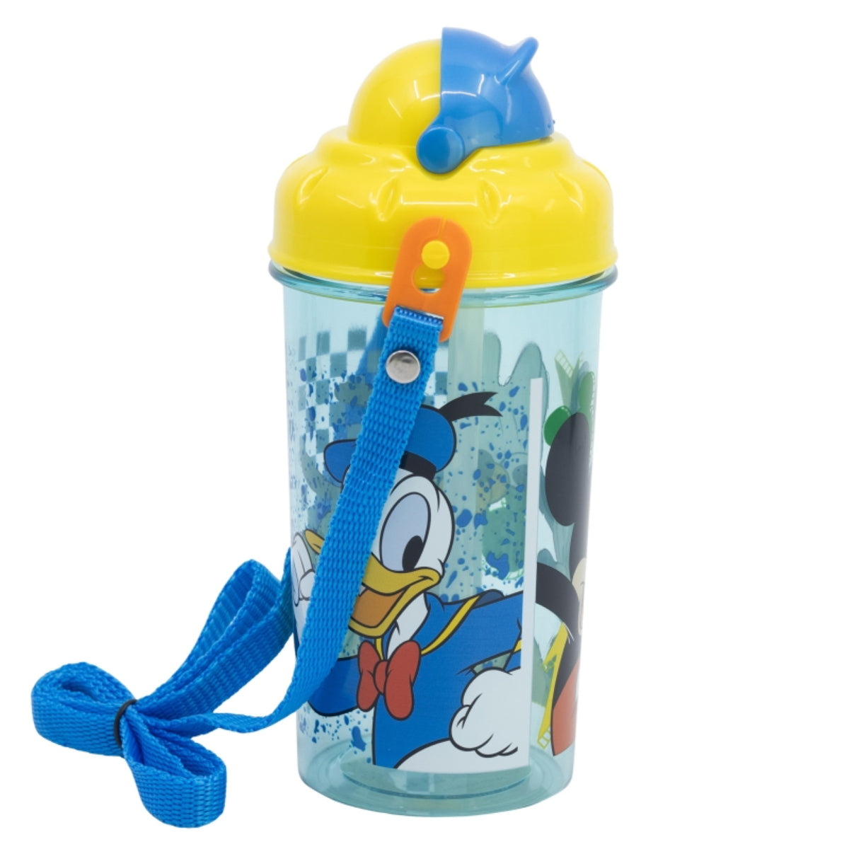 Disney Mickey Kinder Trinkflasche 465 ml mit Strohhalm und Tragegurt