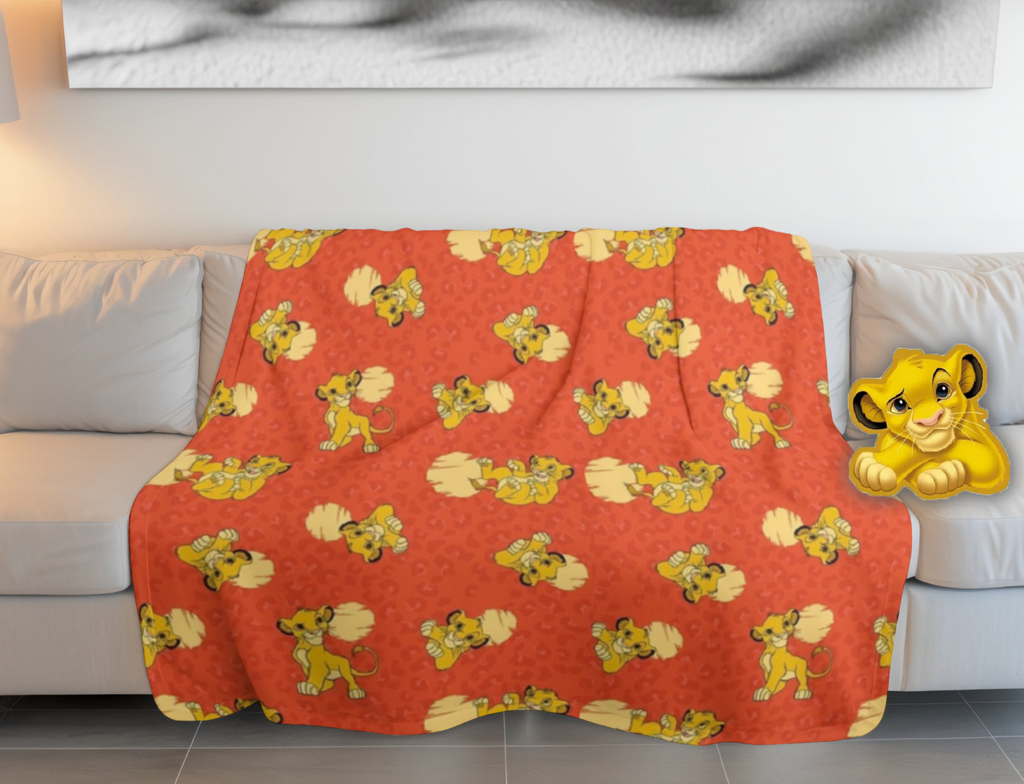 Lion King Schlafset – Gemütliche Kinderdecke mit Kissen für Zuhause & Reisen 140x100 cm