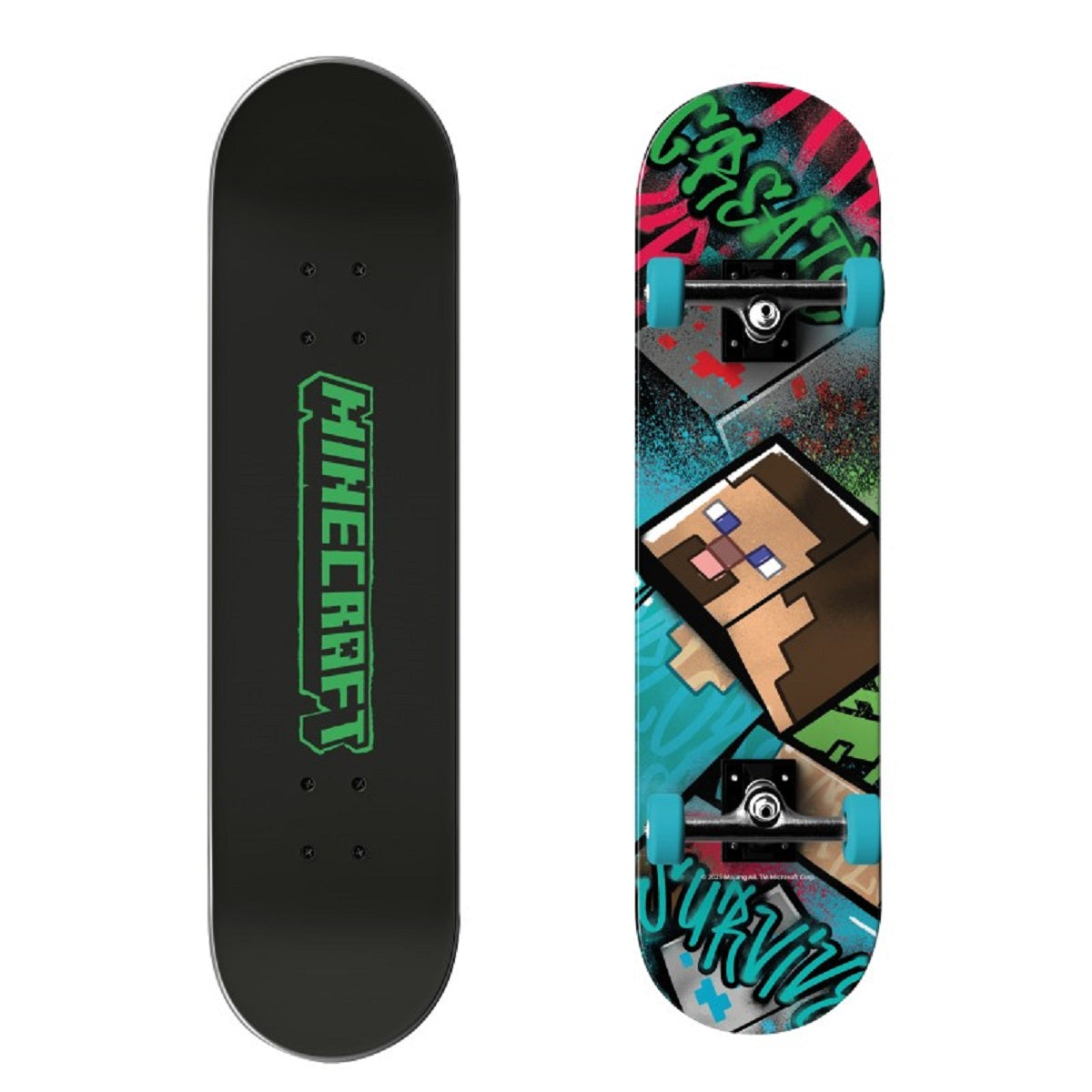 Minecraft Skateboard 79 x 20 x 10 cm mit PU Rollen 92A ABEC 11 Lager
